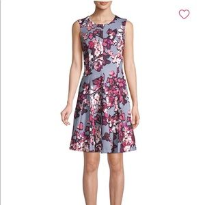 Calvin Klein fit and flair floral work dress.